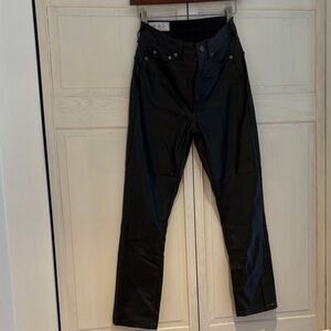 GAP Black Leather Straight Leg Crop Pants